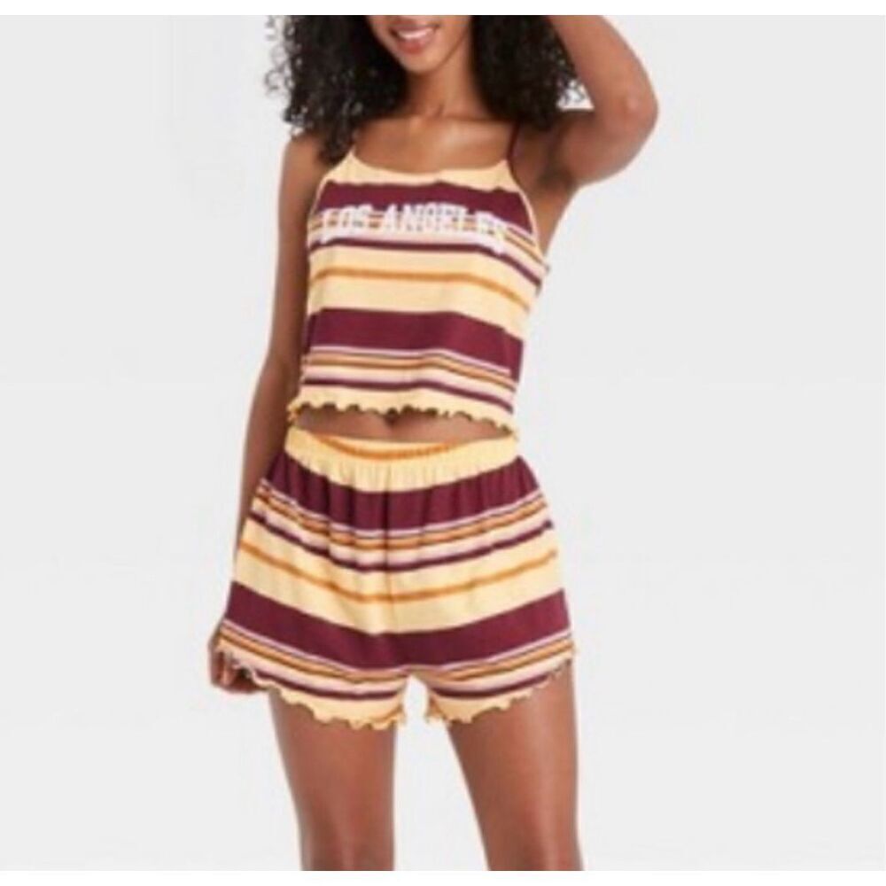 Weekend Soul Women’s Large Los‎ Angeles 2-Piece Pajama Lounge Set Striped